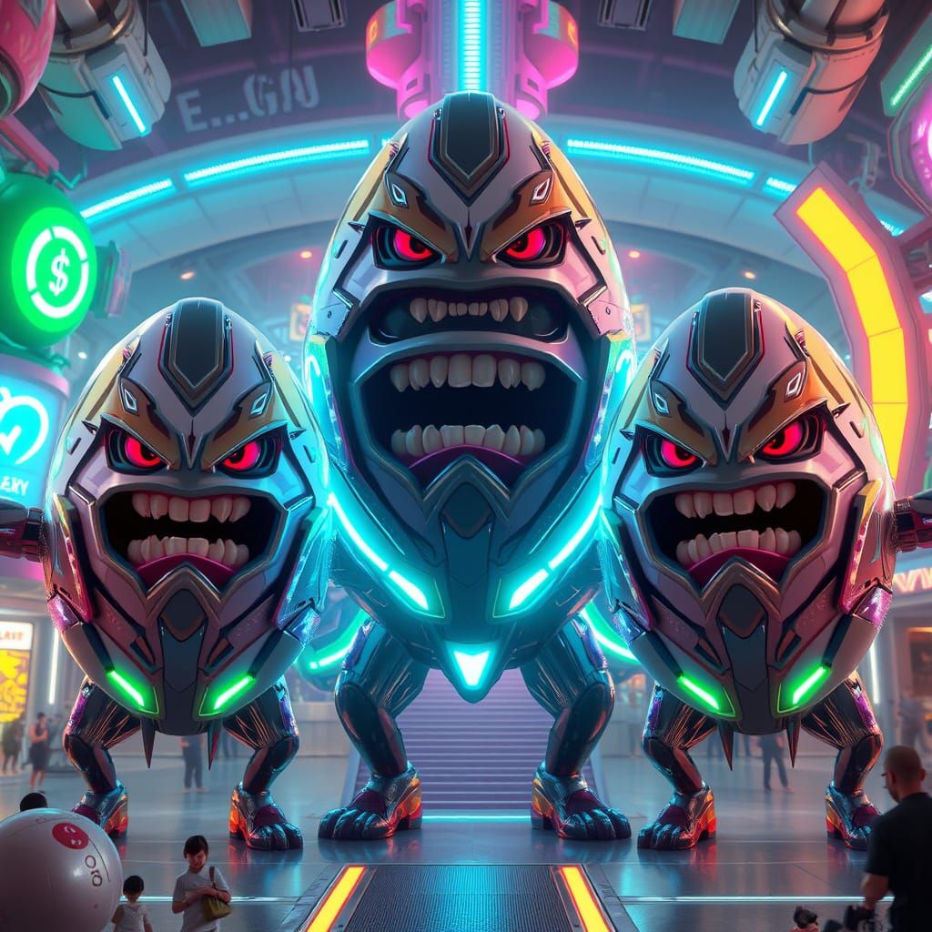 Vibrant Futuristic Egg Invasion Theme Park