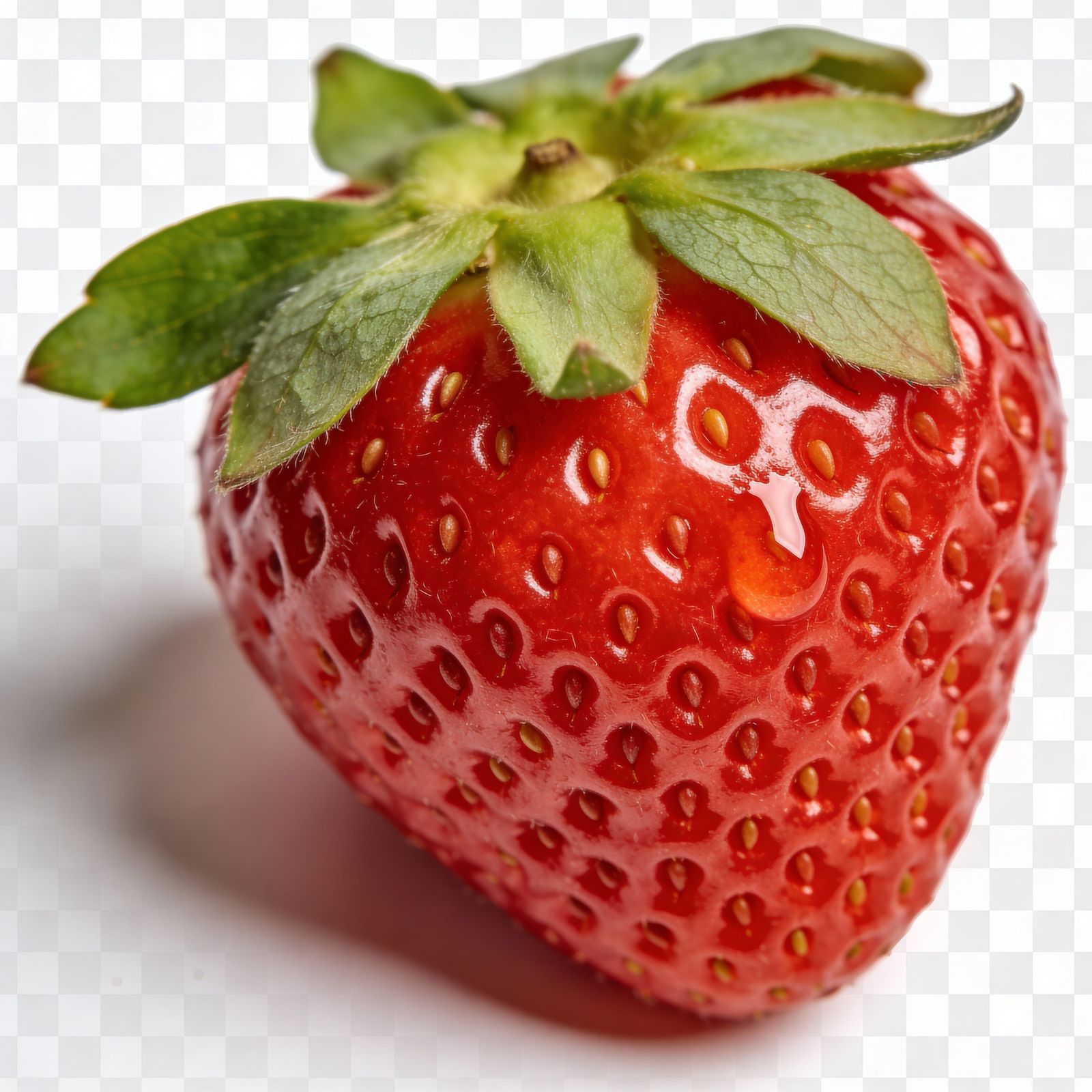 Perfect Ripe Strawberry with Dewdrop in Studio Lighting