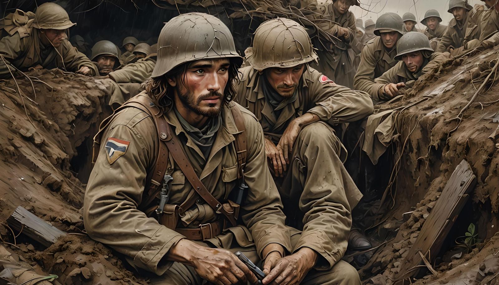 Vintage Painting of Jesus as WWI Soldier