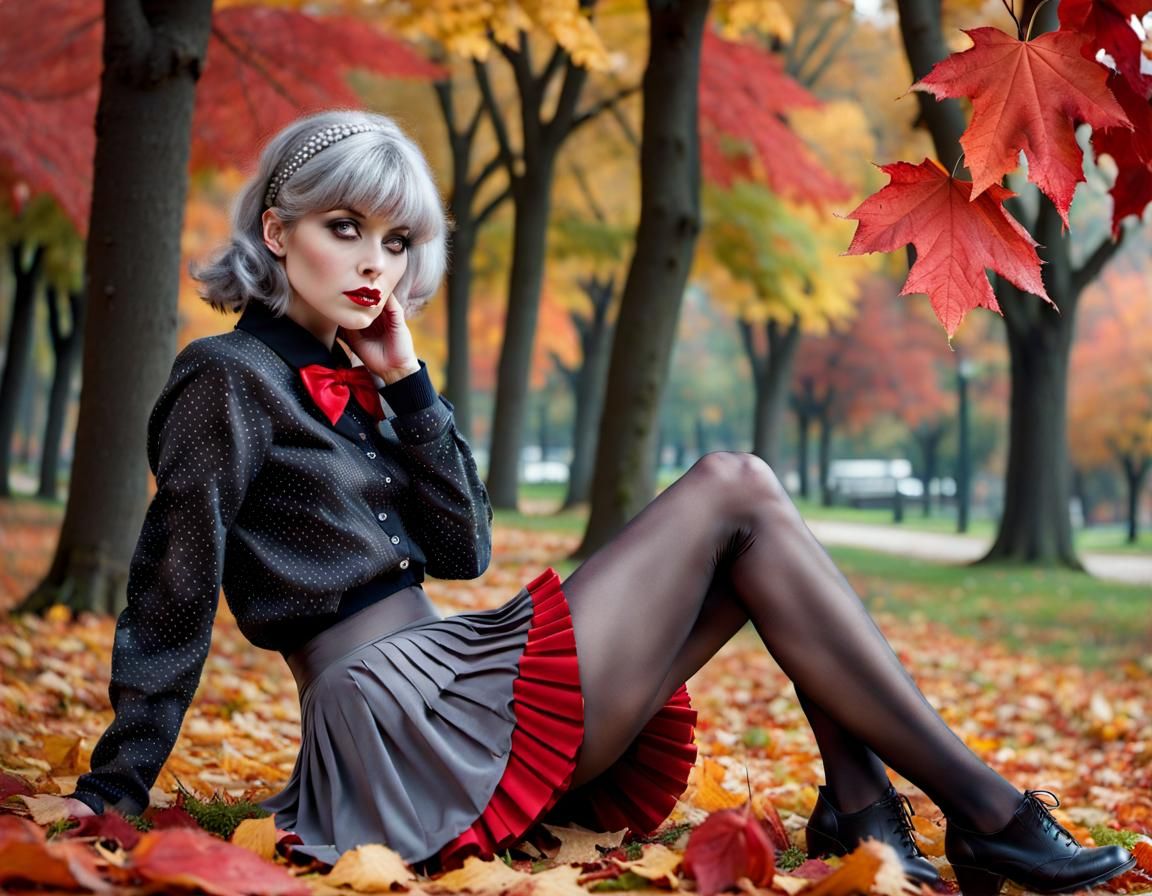 Ethereal Zombie Girl in Autumn Park Masterpiece
