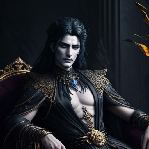 Hades in Obsidian Palace with Lotus Flower