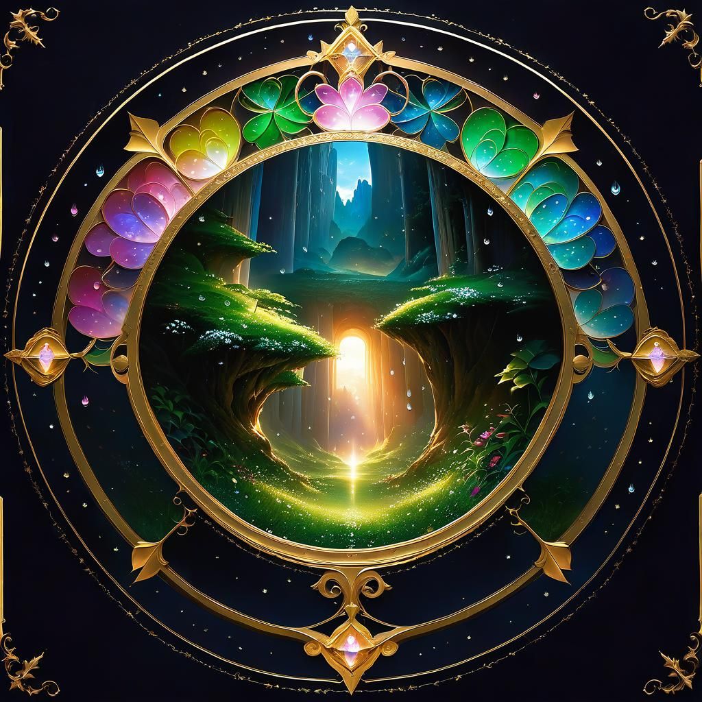 Crystalline Four-Leaf Clovers in Hyperrealistic Style