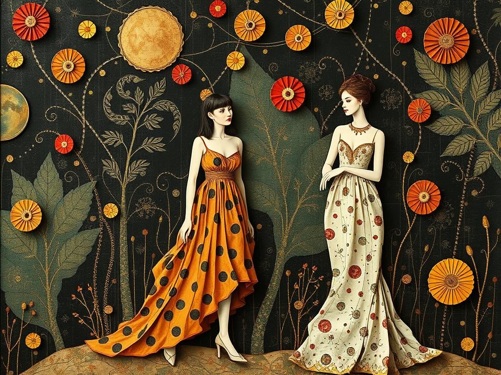 Paper People in Art Nouveau Style