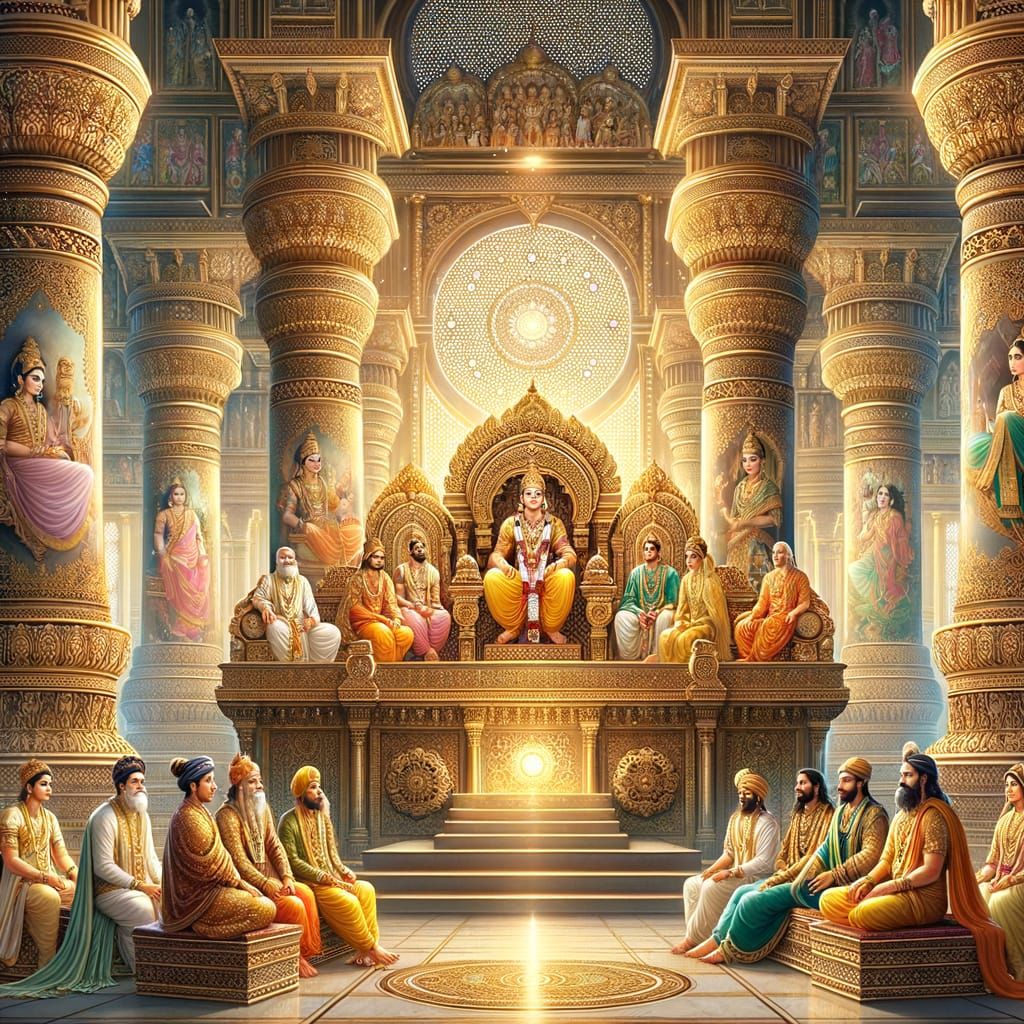 Opulent Indian Palace with Divine Figures