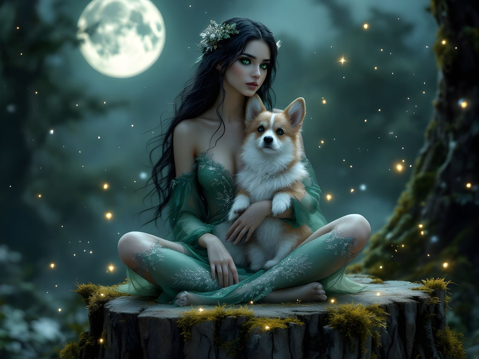 Fantastical Fairy Queen Under the Full Moon