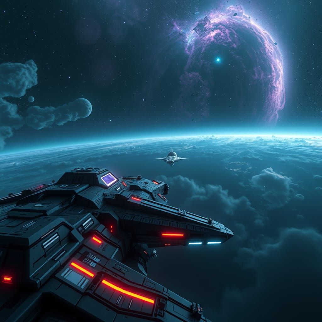 Futuristic Sci-Fi Scene with Metallic Architecture