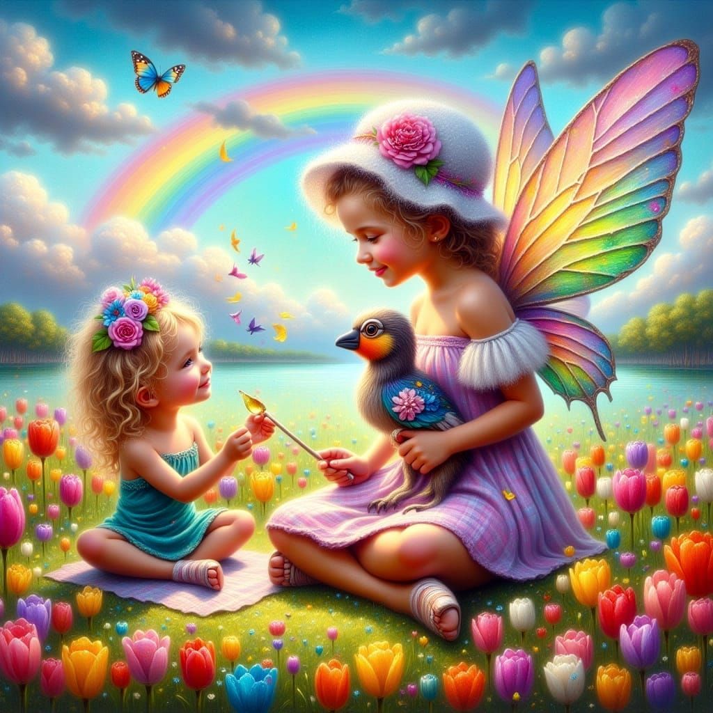 Enchanted Fairy School Amidst Rainbows