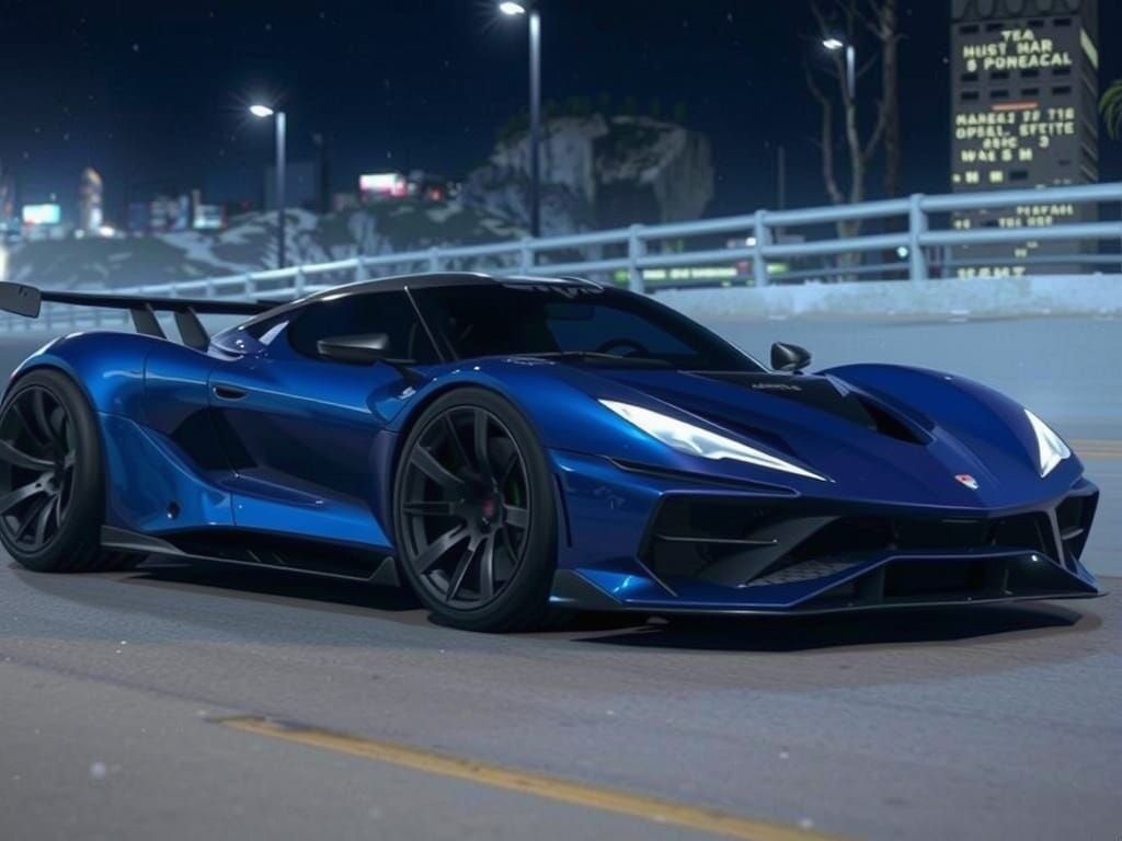 Futuristic Supercar Speeds Down Mountain Road