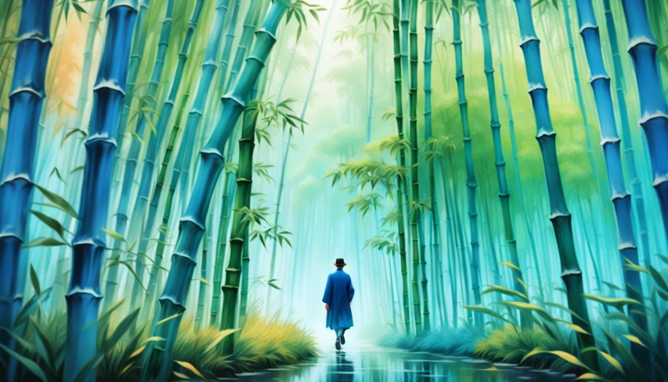 Surreal Bamboo Forest in Vibrant Colors