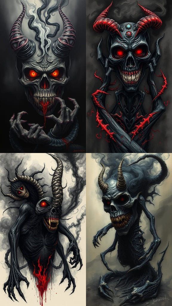 Nightmarish Fiery Demon Emergence in Zombiecore Style