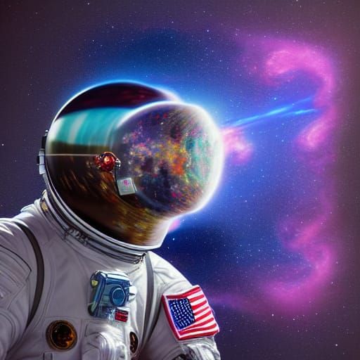 Astronaut Watches Supernova in Cosmic Astral Illustration