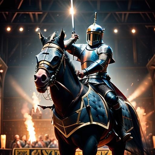 Medieval Jousting Tournament with Dragons in Alcohol Ink Sty...