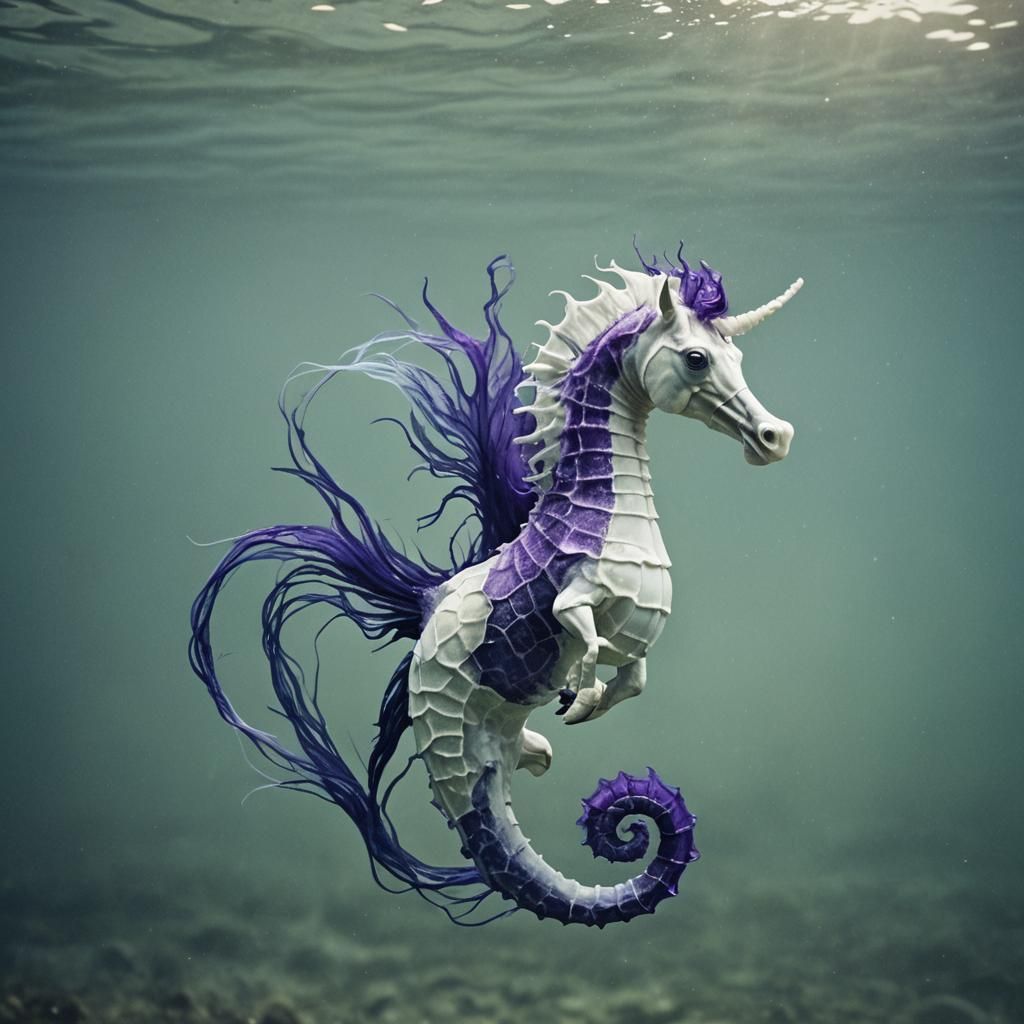 Majestic Seahorse with Flowing Mane: Cinematic Still