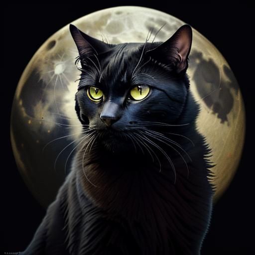 Halloween Invitation: Black Cat, Pumpkins, and Full Moon
