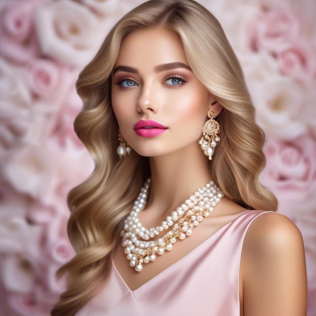 elegant and imperial view of a young lady with brown eyes, p...