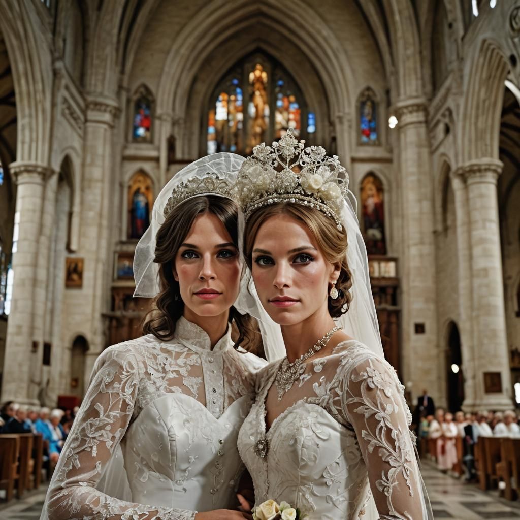 Muscular Crossdressers' Wedding: Close-Up Portrait