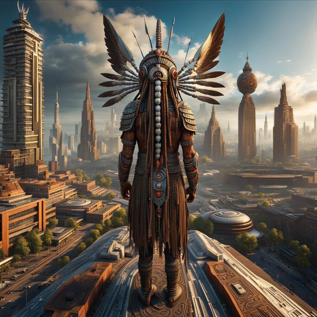 Giant Shaman Over City, Psychedelic Art