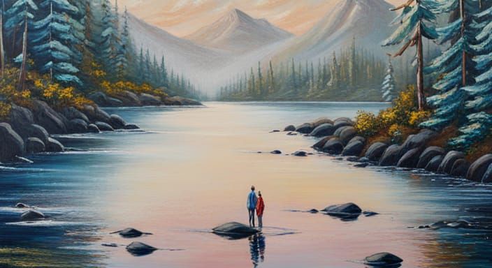 Ethereal Reflections: Dreamlike Acrylic and Oil Painting