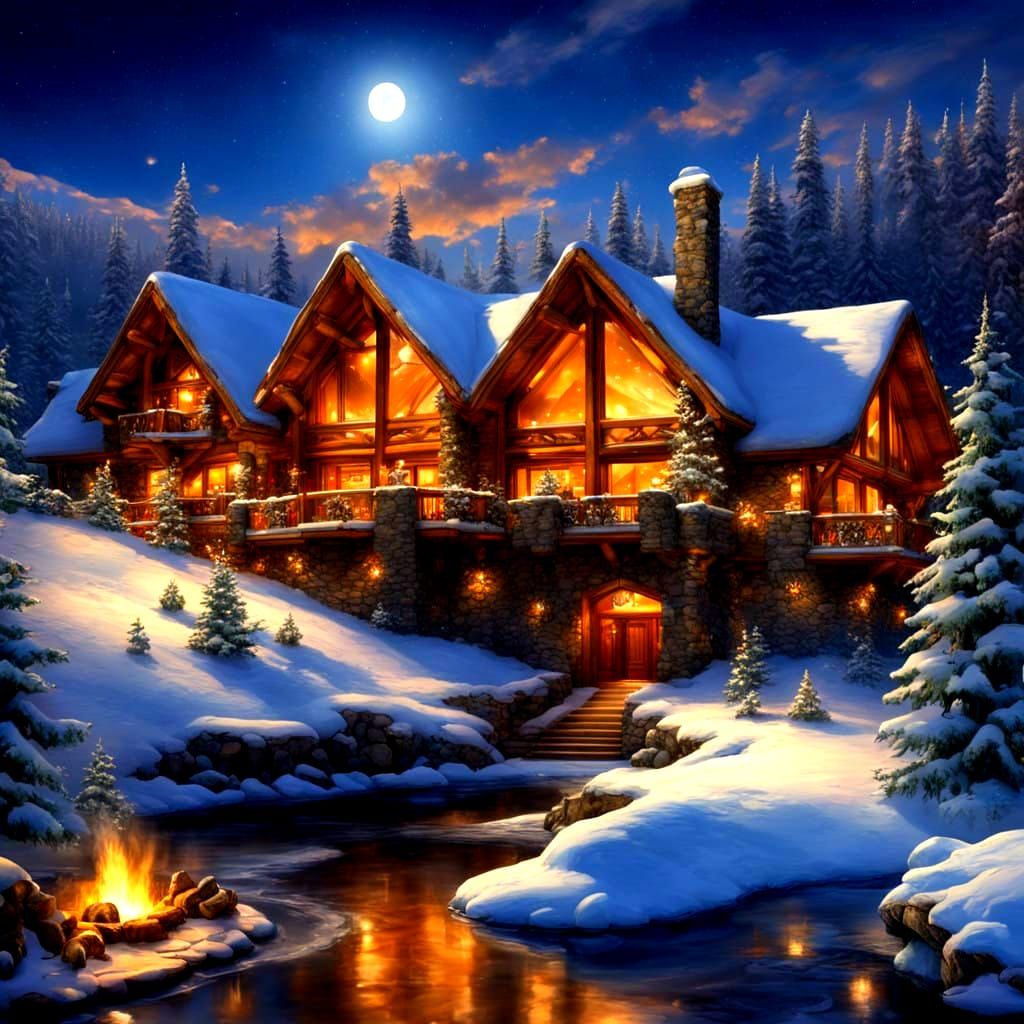 Mountain Stone Winter Lodge