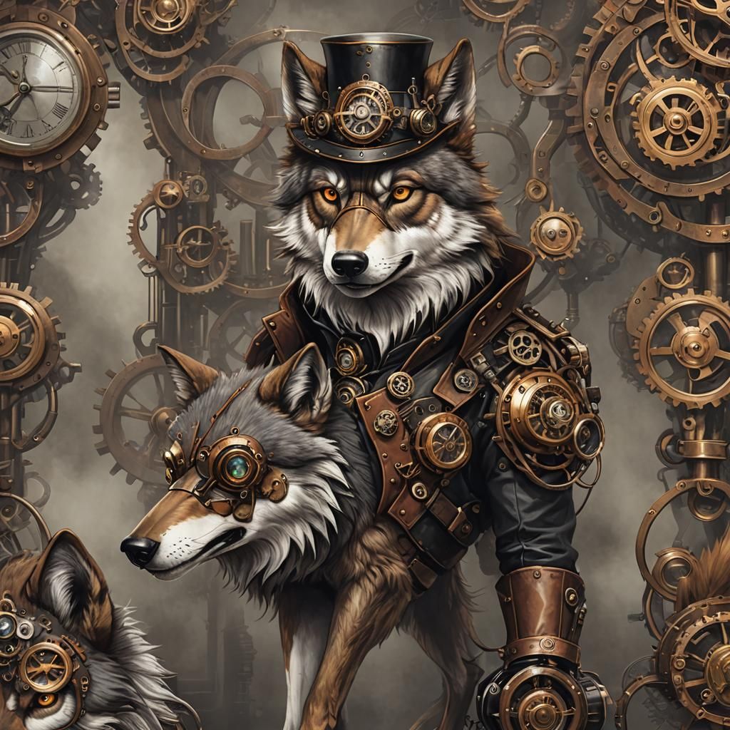 Steampunk Wolf: Mechanical Marvel