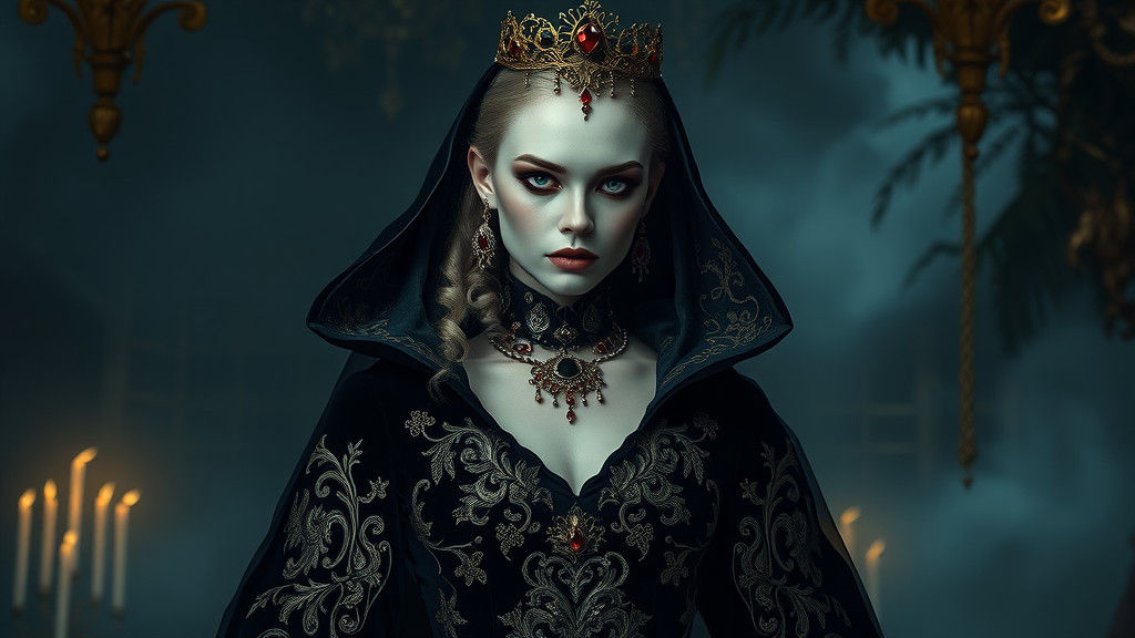 Majestic Vampire Goddess in Baroque Setting