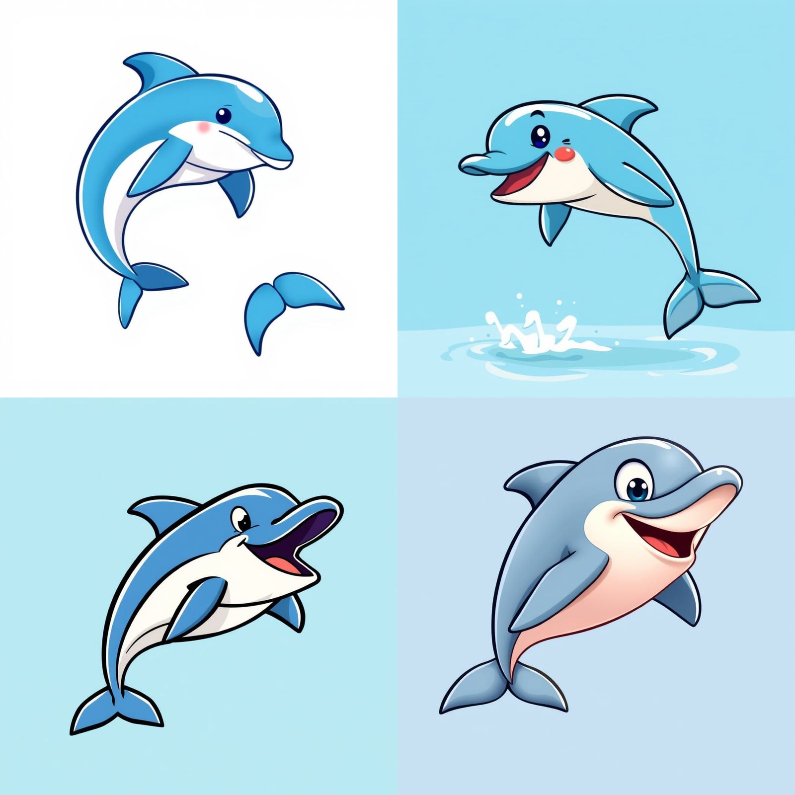 Cartoon Dolphin on Plain Background