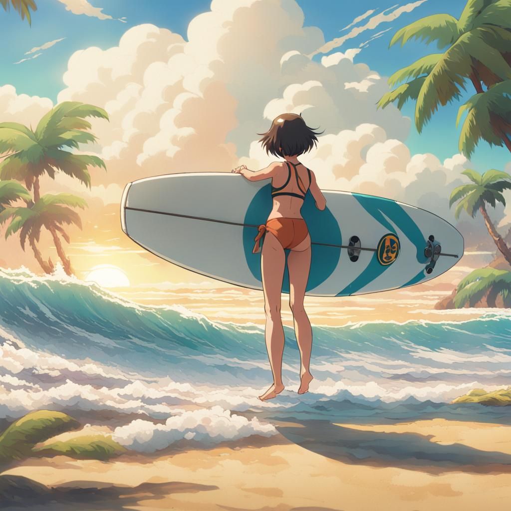 Anime Surf Girl in Dragon Ball Z Style
