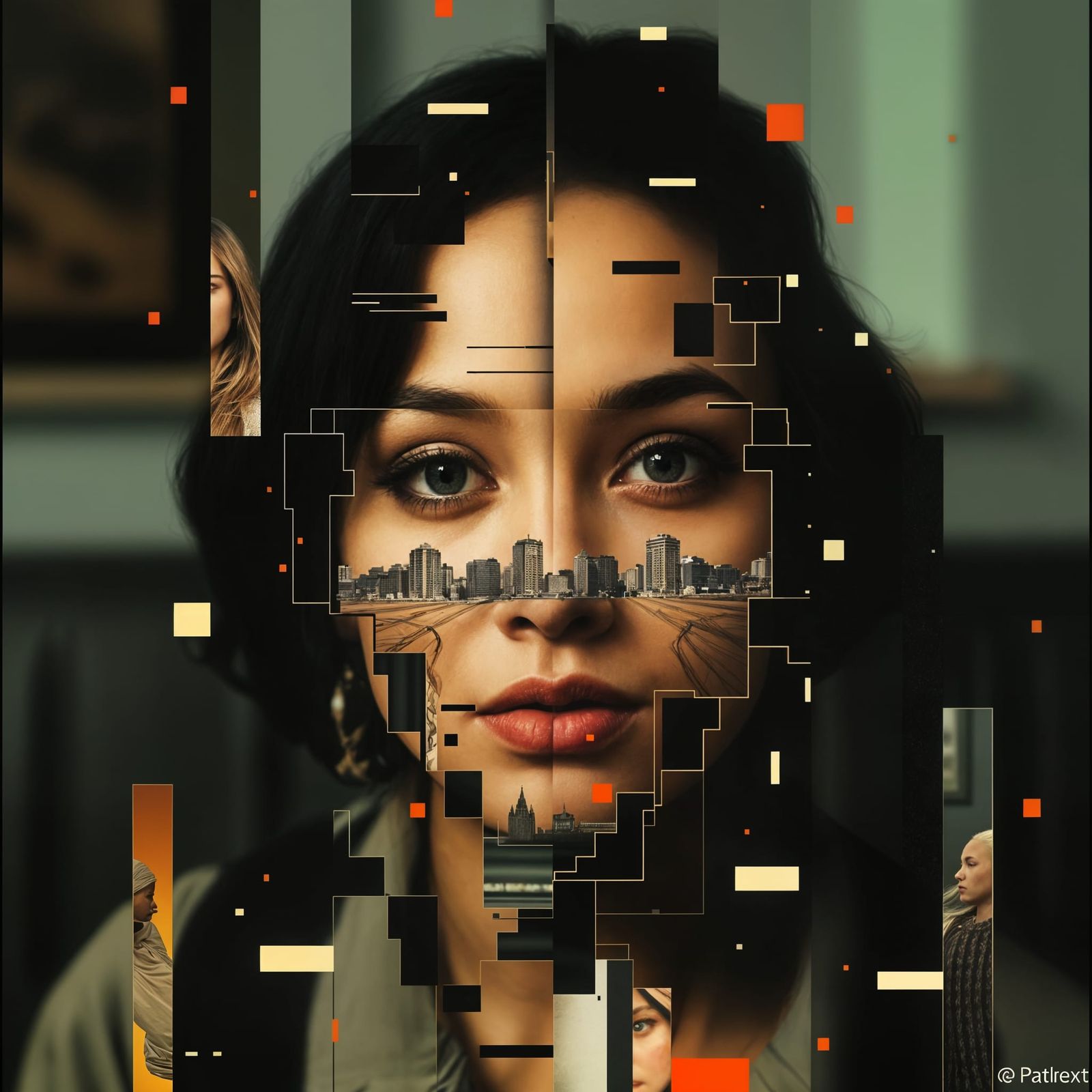 Surreal Cityscape with Fractured Realities