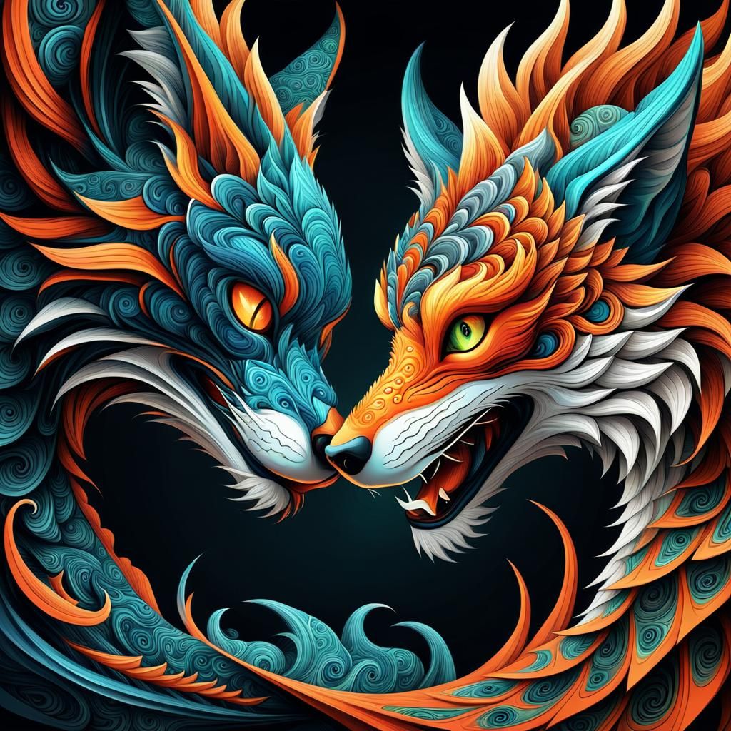 Nine-Tailed Fox and Dragon Face Off