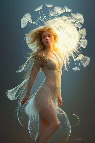 Dandelion Fairy Warrior Portrait in Hyperrealism