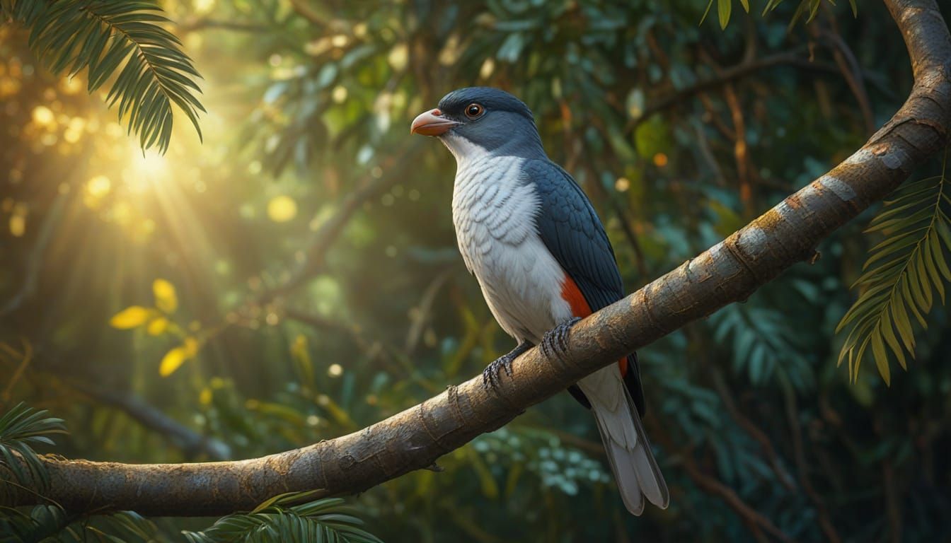 White-Tailed Trogon in Oil Painting Style