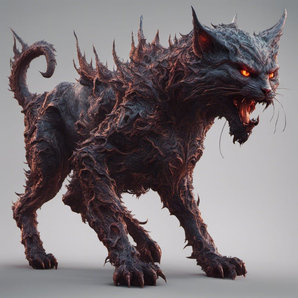 Fantastical Devil Cat Concept Art in Deep Color