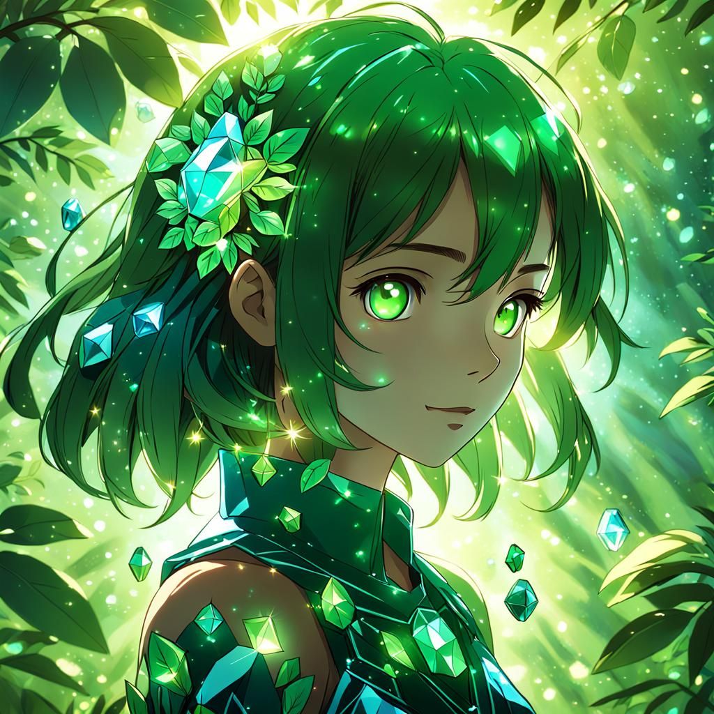 Gem Girl in Vibrant Anime Style