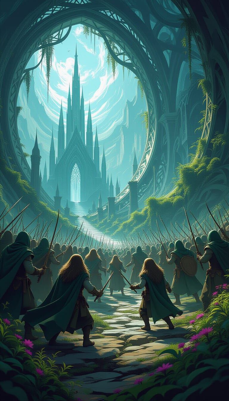 Hobbits Battle Orcs in Luminous Elvish Realm