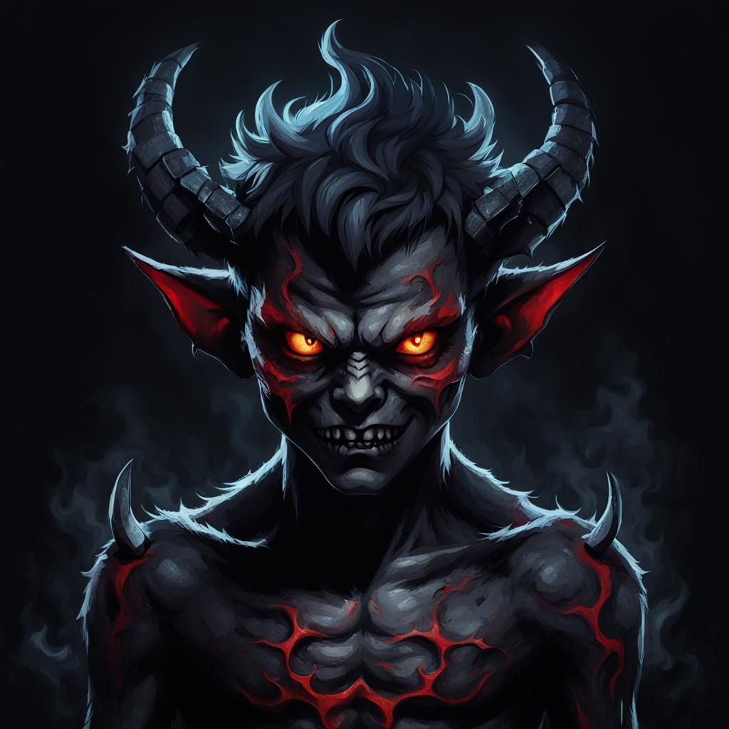 Little Demon Boy Cartoon Illustration