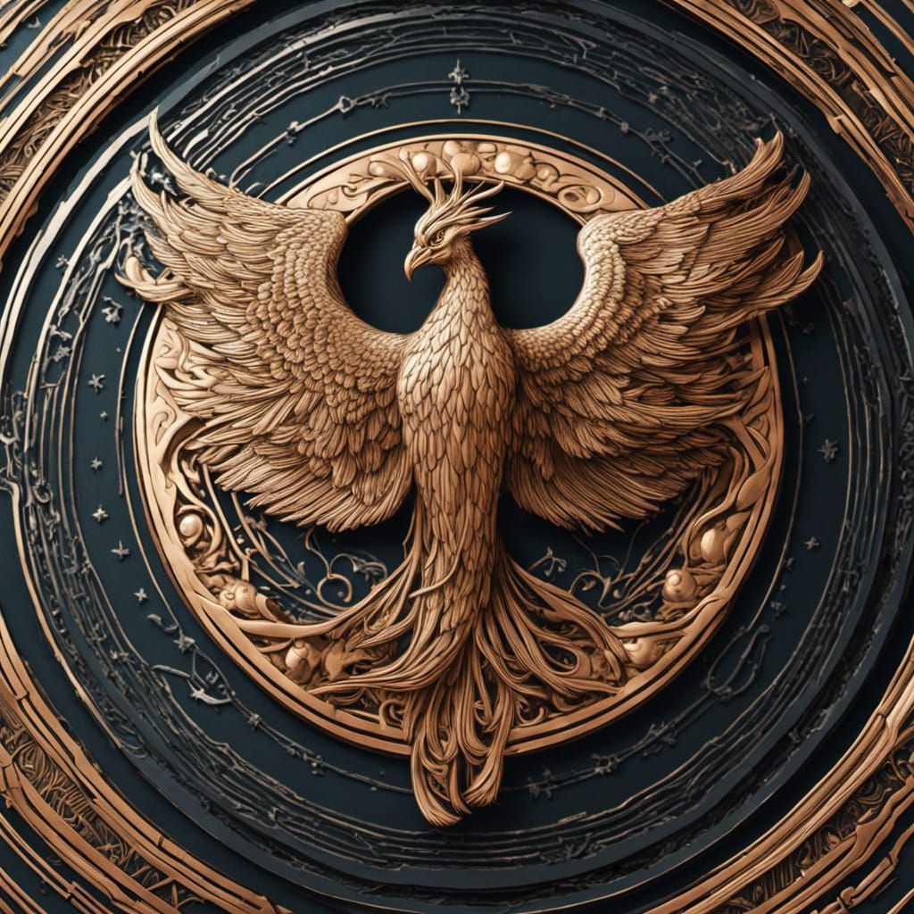 Cosmic Phoenix Coin: Hyperrealistic Company Symbol
