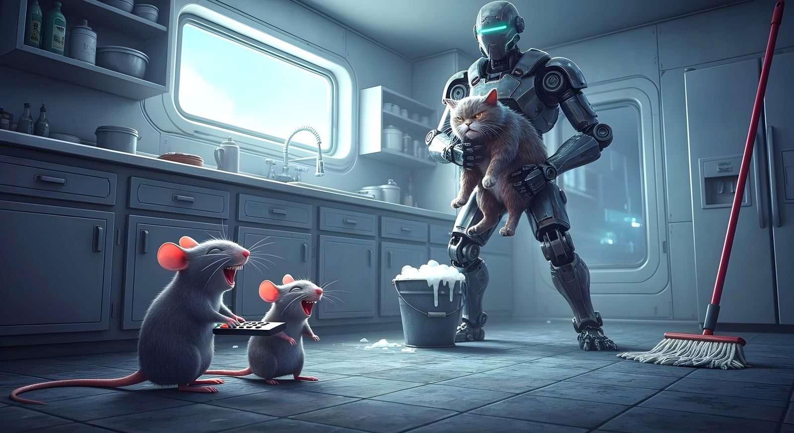 Mischievous Mice in a Sci-Fi Kitchen