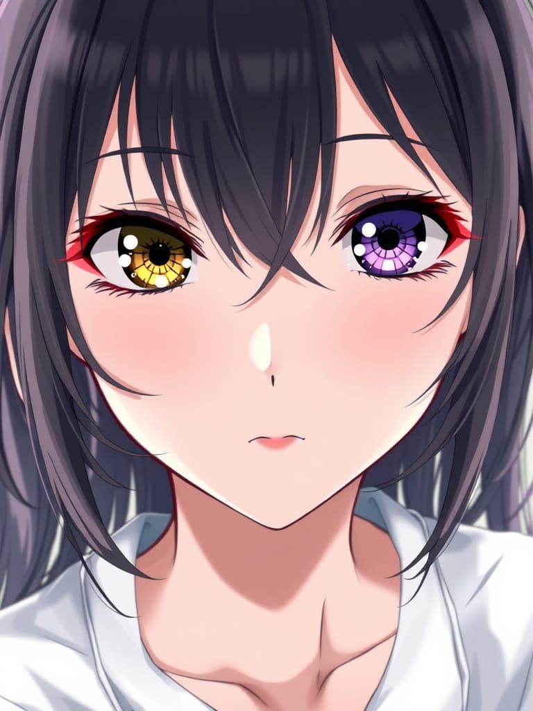 Anime Woman Portrait with Striking Heterochromia Eyes
