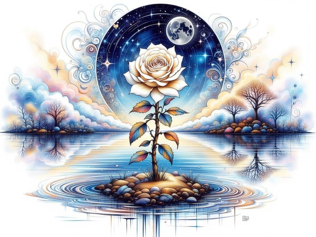 Starry Night Rose Blooms on Serene Island