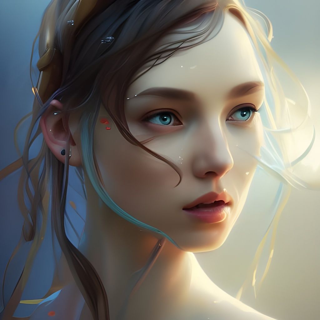 River Fairy Portrait in Art Nouveau Style