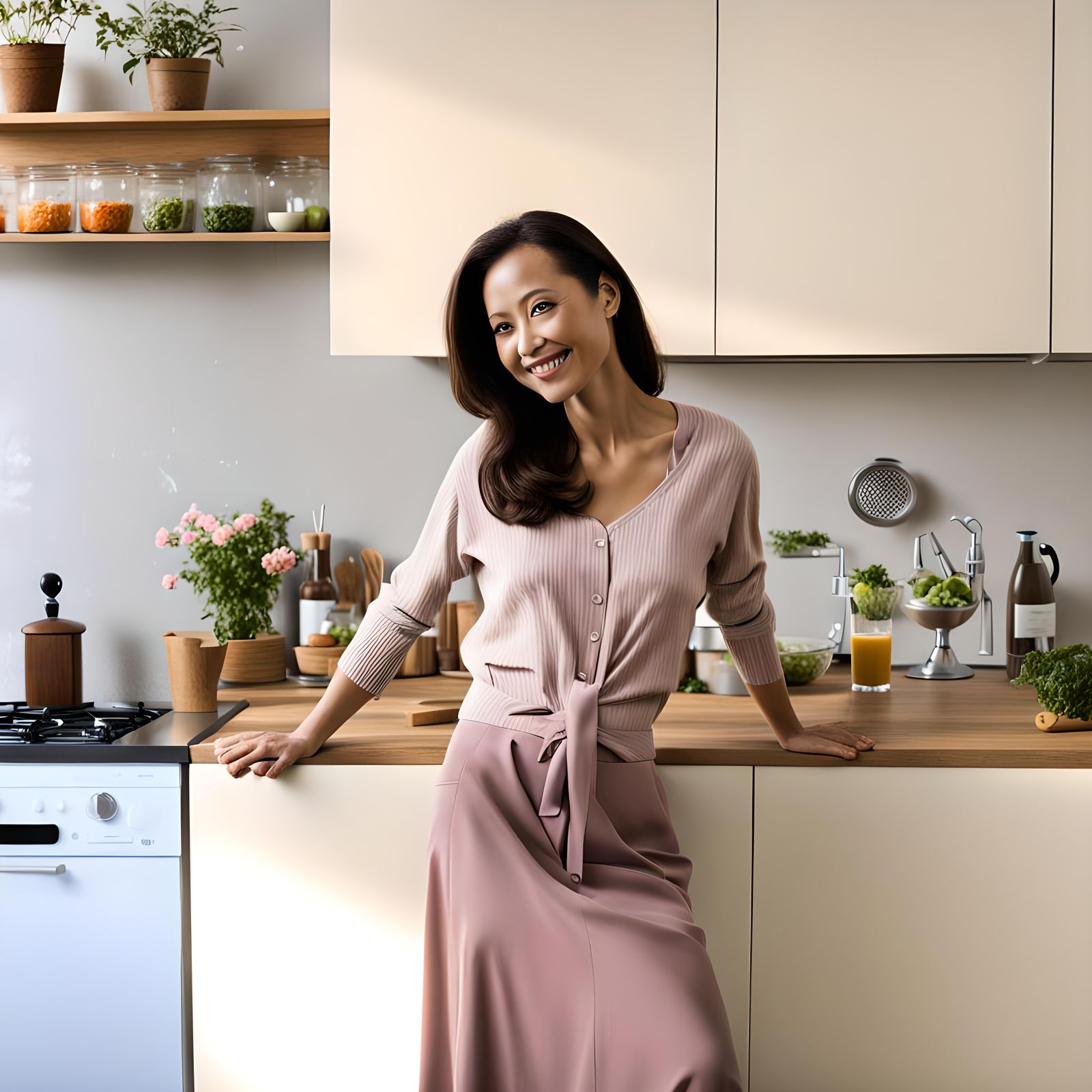 Woman in Kitchen Scene: Simple AI Art