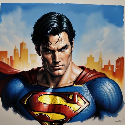 Superman at the Cinema: Gouache Style