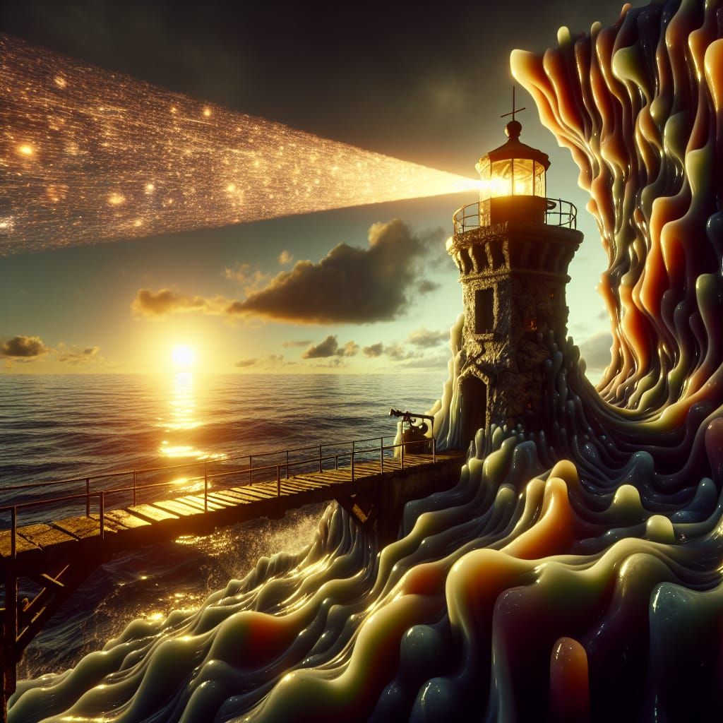 Gemstone Lighthouse on Surreal Gum Cliff at Sunset