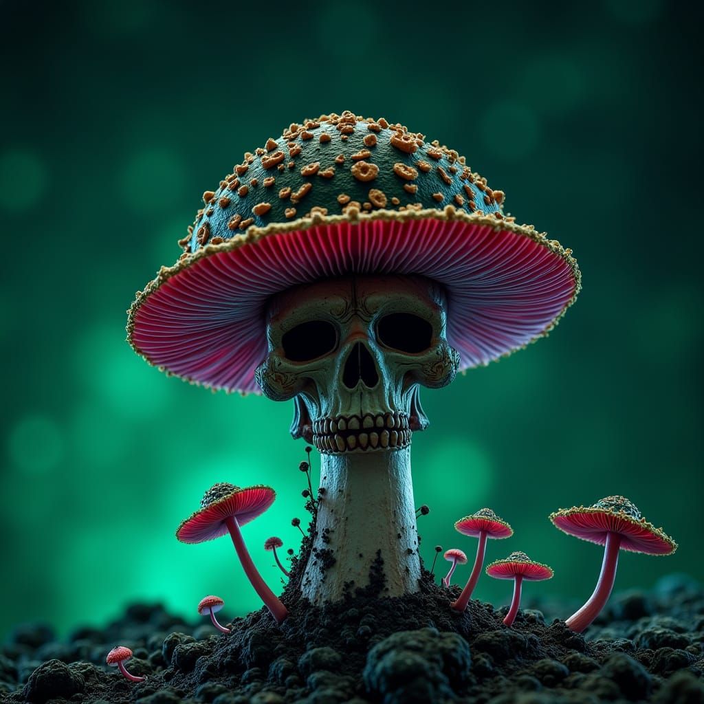 Psychedelic Landscape with Dark Figure in the Shadows