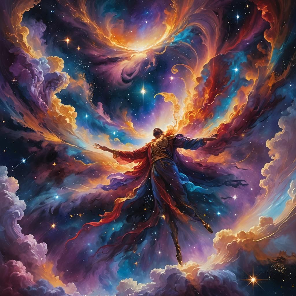 Majestic Being Gazing at the Universe