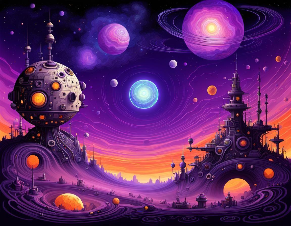 Nebula Planet in Abstract Style of Wassily Kandinsky