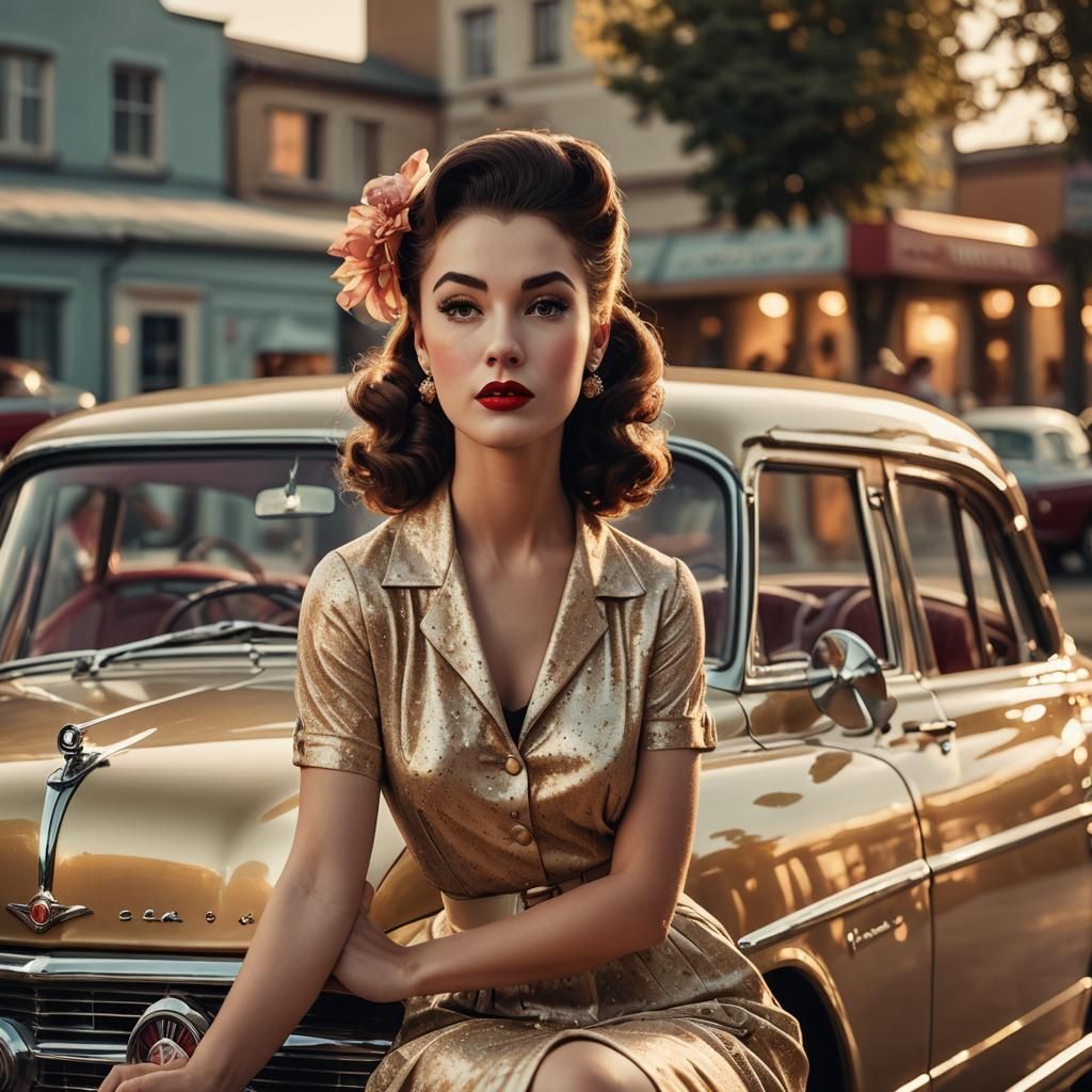 Photographie hyper realiste hyper détaillée 64k d'une pin-up...