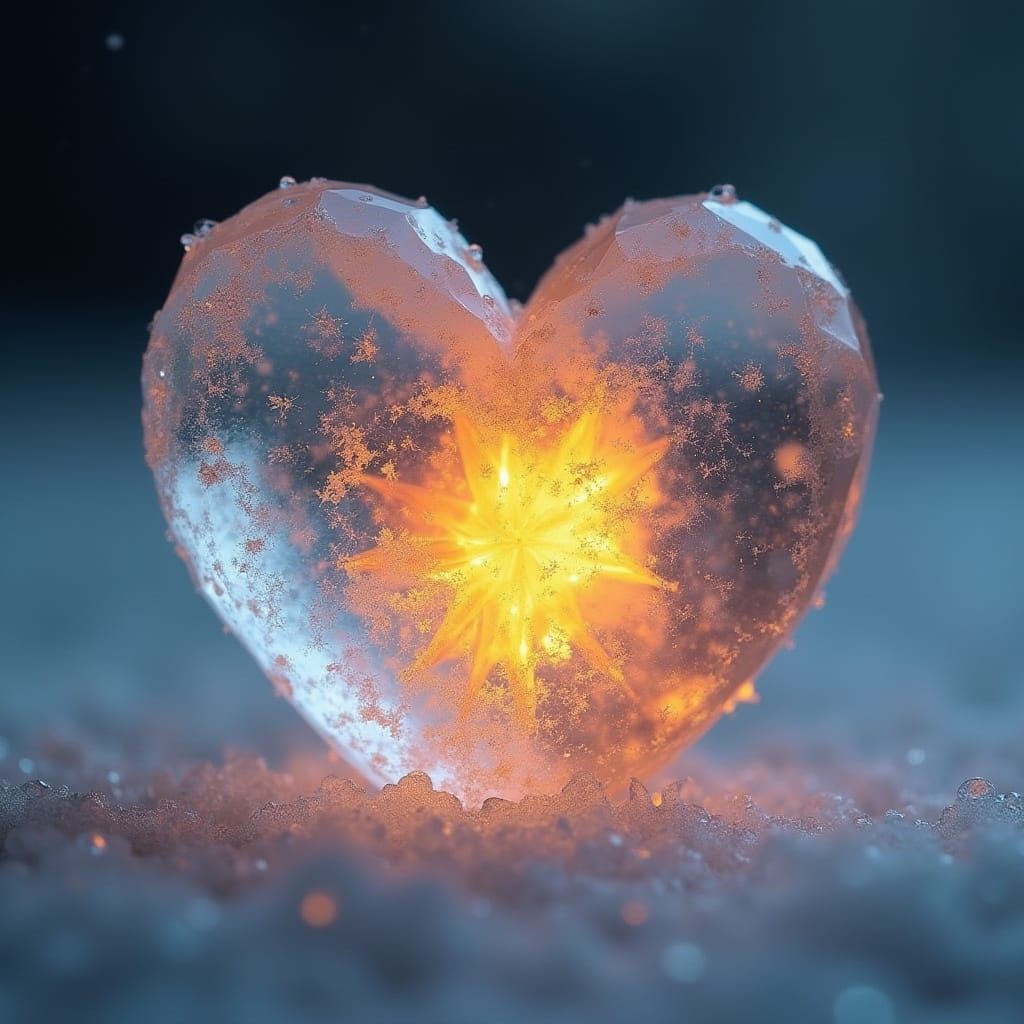 Fiery Heart Encased in Crystalline Ice