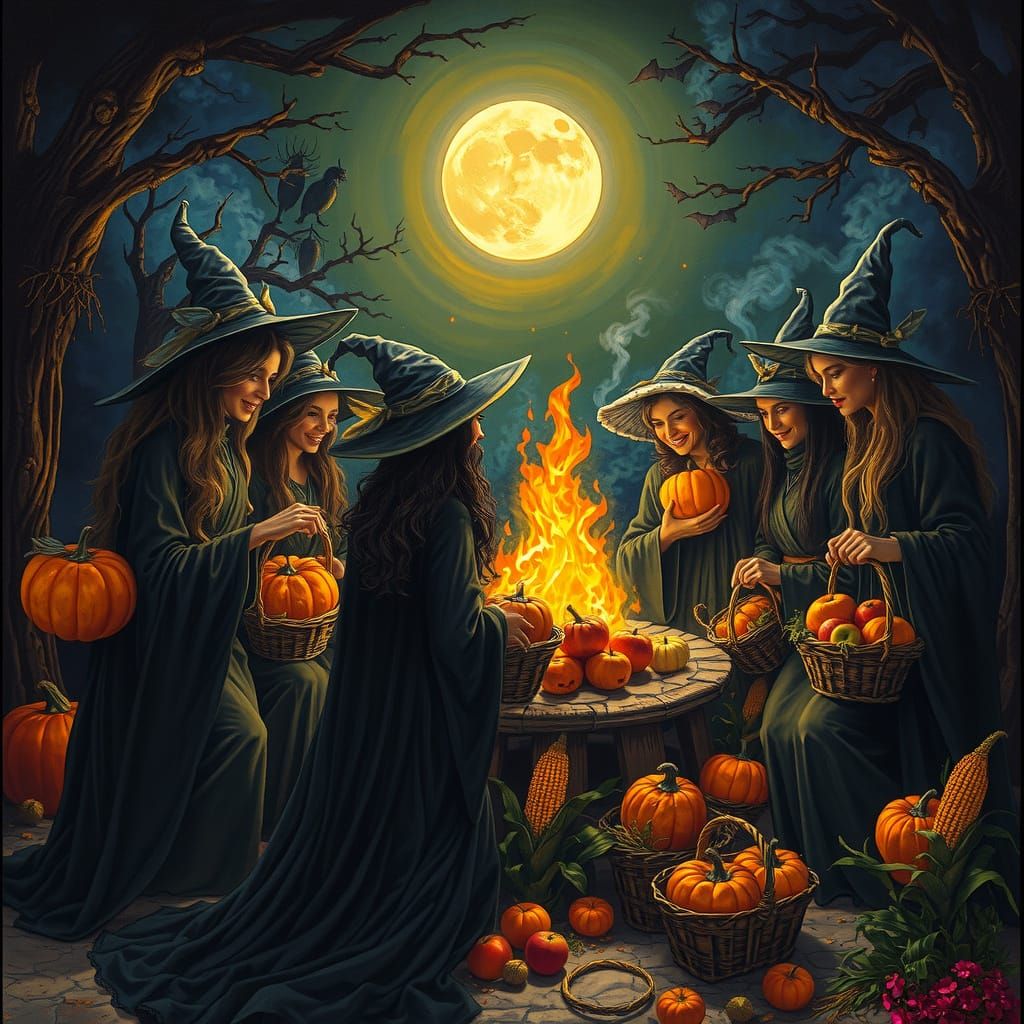 Witch Harvest Festival Under Full Moon