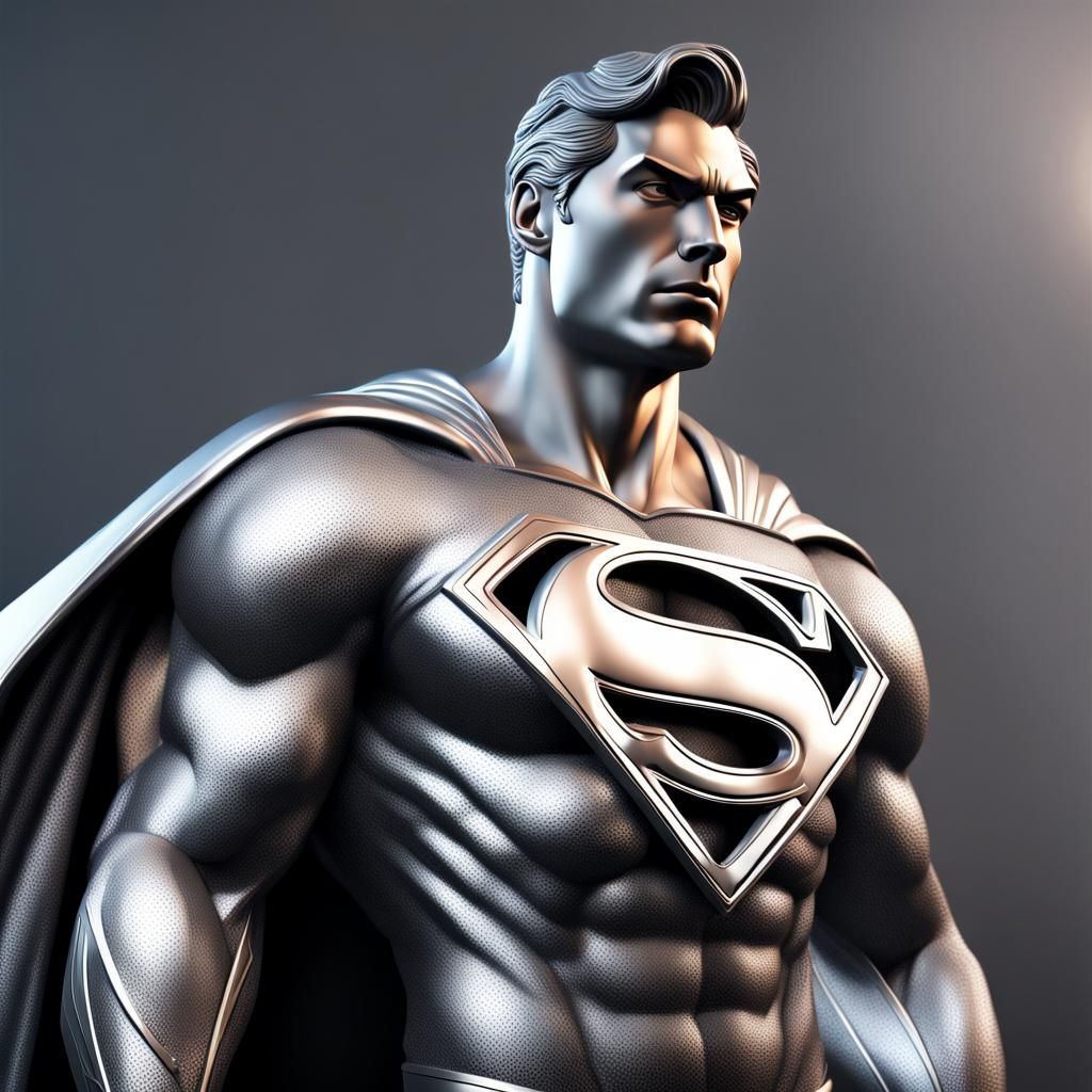 Hyperrealistic Silver Superman Logo Concept Art